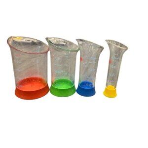 Set Of 4 Colorful Mini Graduated Measuring Beakers For Precise Liquid Measuremen